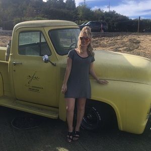 Black and white striped dress